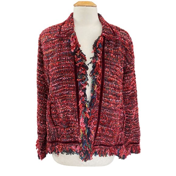 Yak Magik Silk Velvet Whimsigoth Jacket Red Fairy Grunge Fringe Maximalist-L - Picture 2 of 16